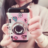 韩国创意照相机iPhone6s手机壳硅胶套6Plus手机壳挂脖软壳保护套