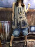 1073海品牌女装2016夏季新品韩版印花无袖针织衫时尚打底针织背心