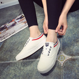 王菲同款新款白色帆布鞋女学生韩版休闲鞋布鞋平底板鞋系带小白鞋