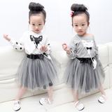 春夏新品女童套装韩版婴儿衣服女宝宝两件套卫衣蕾丝裙2件套