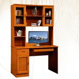 实木电脑书桌  直角书桌 1米1.2米家用简约橡木带书架组合电脑桌