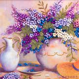 丝带绣客厅挂画植物花卉欧式3D立体彩印十字绣套件非成品紫蔓丁香