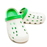 白绿色圆头洞洞鞋包头沙滩男凉鞋透气泡沫软底超轻镂空夏季凉拖鞋
