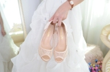 韩国明星款水晶网纱新娘白色公主高跟鞋防水台宴会小码婚鞋31 32