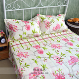 美式田园床上纯棉四件套全棉床品被单被套床单桃花米色北欧风