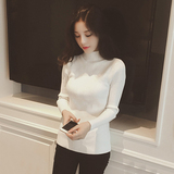 2016秋季新款韩版套头毛衣修身长袖螺纹半高领打底针织衫女上衣潮