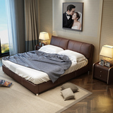 皮床北欧小户型双人床1.8米 简约现代真皮床气动储物皮艺床软靠床