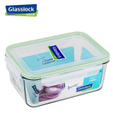 韩国GlassLock钢化玻璃保鲜盒 三光云彩微波炉饭盒冰箱储物盒1.9L