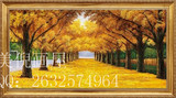 纯手绘欧式树林风景油画客厅电视墙巨大横幅装饰画包邮黄金大道