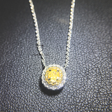 小熊珠宝钻石定制天然钻石彩钻黄钻25分18k金锁骨链项链 现货