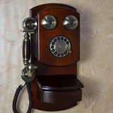 旋转仿古欧式复古电话机家用座机壁挂式美式电话机老式机械铃声