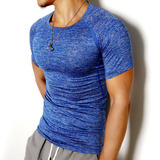 夏男士运动紧身衣速干篮球足球跑步肌肉健身T恤男弹性短袖T恤训练