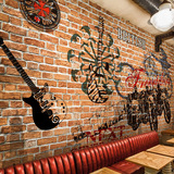 咖啡店墙纸酒吧音乐厅背景墙壁纸复古砖怀旧个性立体涂鸦壁画砖墙