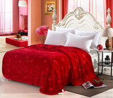 大红色婚庆加厚绣花云毯冬季盖毯拉舍尔双层结婚毯子毛毯