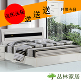 板式床带储物现代简约高箱低箱免漆黑白套系单双人1.5 1.8可定做