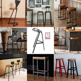 LOFT铁艺椅咖啡厅酒吧椅子创意吧台椅高脚凳金属彩色靠背椅酒吧凳