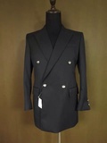 日本产 SHEARED 高档黑色修身纯毛料双排扣英伦男装西服单西全新L