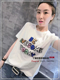 欧洲站欧货2016春装韩版新款时尚女装圆领亮片字母短袖T恤上衣潮