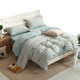 天竺棉针织四件套全棉 1.5米1.8m床上纯棉条纹纯色床单被套床笠款