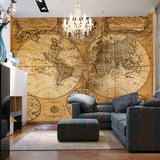 定制3d大型壁画 客厅电视卧室背景墙纸壁纸 航海复古世界地图定做