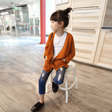 预售亲子款 2016秋装专柜品质韩版女童中大童羊毛针织衫开衫外套