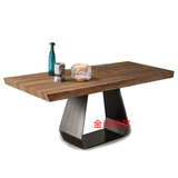 北欧咖啡厅餐桌椅实木家具复古创意铁艺餐桌loft书桌办公会议桌子