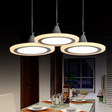 餐吊灯LED三头亚克力现代简约吊灯餐厅灯时尚灯个性创意圆形餐桌