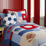 纯棉男孩卡通足球外贸全棉绗缝二件套 夏凉空调被可作床单床盖