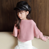 2016童装春装新款 韩版蝙蝠袖一字领宝宝针织衫女童长袖毛衣
