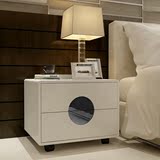 床头柜现代简约 卧室家具带轮储物边柜 小户型整装白色烤漆床头柜