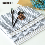ezicok 北欧风几何图形纯棉餐垫 布艺隔热垫碗垫厨房桌布西餐餐垫