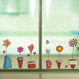 田园客厅墙面装饰卧室走廊墙角创意盆栽墙贴纸玻璃门贴花自粘贴画