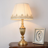 美式全铜台灯卧室床头台灯 复古欧式纯铜台灯 客厅书房装饰台灯