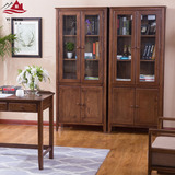 一芃家具 美式胡桃实木两门书柜储物柜橡木双门书橱收纳柜置物柜