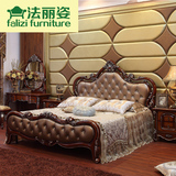 新古典美式床实木床 欧式床双人床1.8 美式乡村床真皮