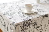 台布桌布长方形世界地图小资布艺家用餐桌布 摄影拍照背景