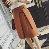 2016夏季新品韩版修身显瘦潮不规则系带显瘦短裙半身裙女CD62023