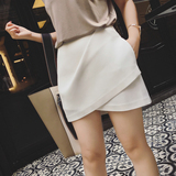 2016女夏显瘦修身纯色短款立体褶皱半身不规则短裙小包裙CD62100