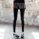 健身中心韩版速干假两件健身运动裤女 紧身显瘦跑步瑜伽长裤K24