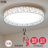 鸟巢 LED卧室灯吸顶灯简约现代客厅房灯创意圆形铁艺遥控调光变光