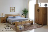 新中式实木双人床样板房酒店卧室家具别墅会所1.8米婚床定制家具