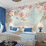 欧式卧室墙纸 客厅电视背景墙壁纸田园手绘定制大型壁画壁纸玫瑰