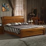 纯实木床1.8米高箱储物榆木双人床单人卧室家具大床婚床包安装