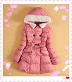 正品皮皮熊2015冬季新款女童女大童加厚保暖长款羽绒棉棉衣15028