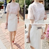 韩国代购2016夏季新款名媛休闲套装小香风包臀裙OL雪纺衫两件套潮