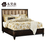 木梵森全实木床 美式床简欧床双人床1.8米1.5 卧室家具定制高箱床