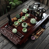 特价紫砂功夫茶具套装四合一实木茶盘茶台茶海陶瓷汝窑电磁炉整套