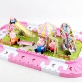 佩佩猪游乐园游乐场小猪佩奇粉色电动轨道车粉红猪小妹过家家玩具