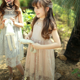女童连衣裙夏装2016新款韩国儿童背心裙蕾丝刺绣欧根纱礼服公主裙