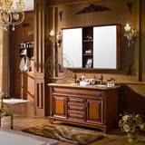美式大理石浴室柜组合双盆卫浴柜橡木落地洗手盆面盆洗脸盆柜组合